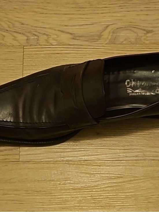 Salvatore Ferragamo Brown Leather Penny Loafers